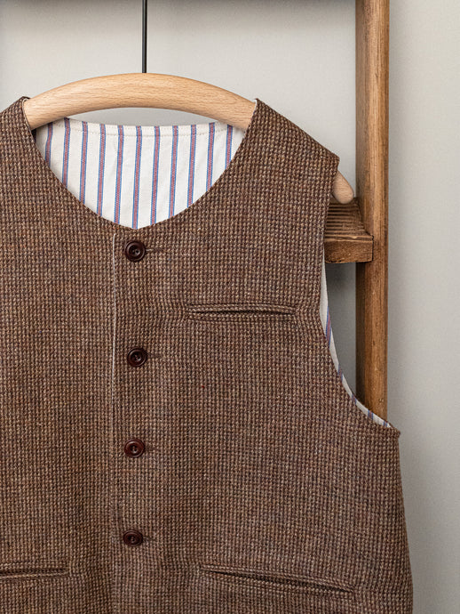 Reversible Tweed Vest / Brown Tweed