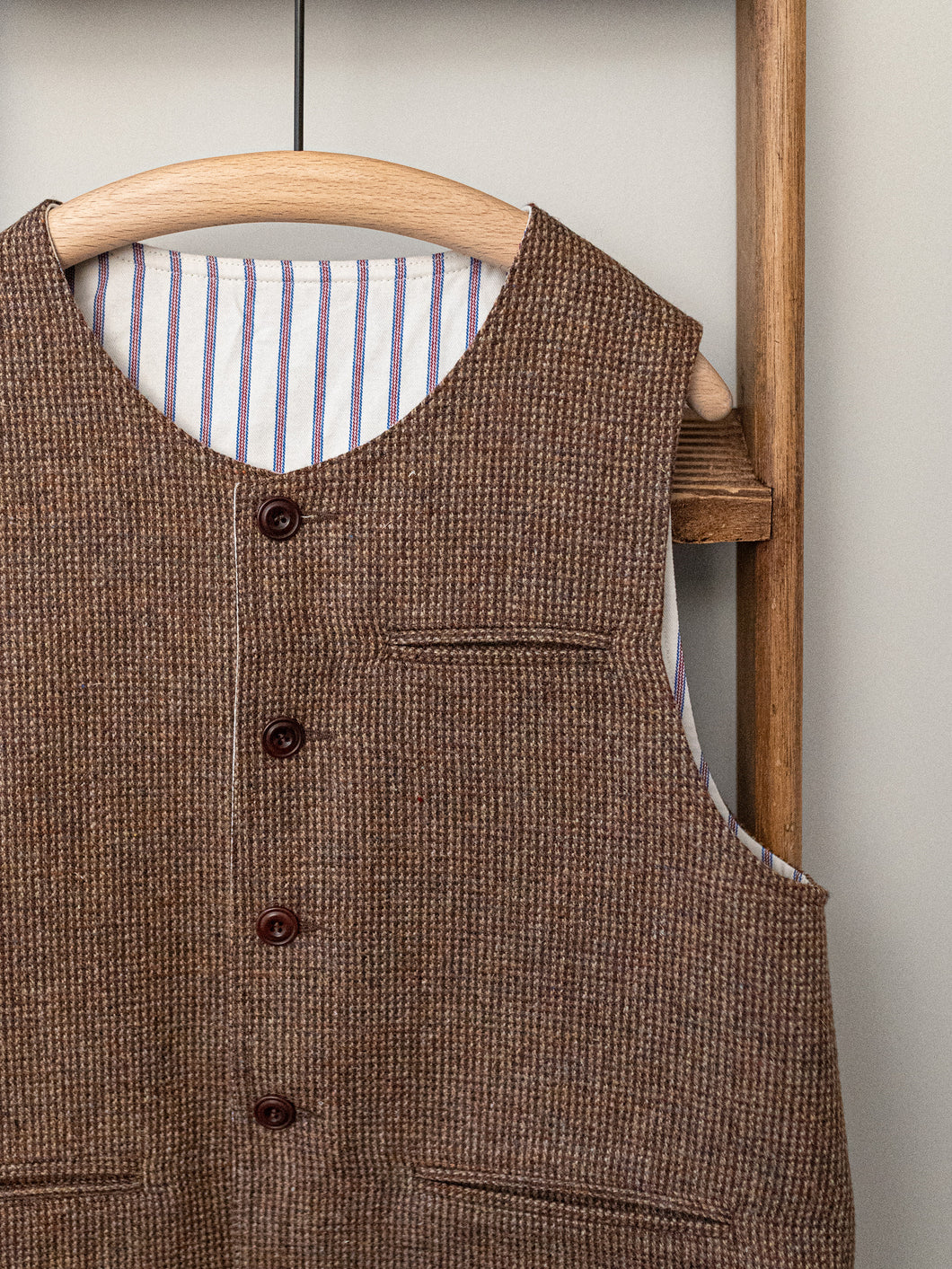 Reversible Tweed Vest / Brown Tweed
