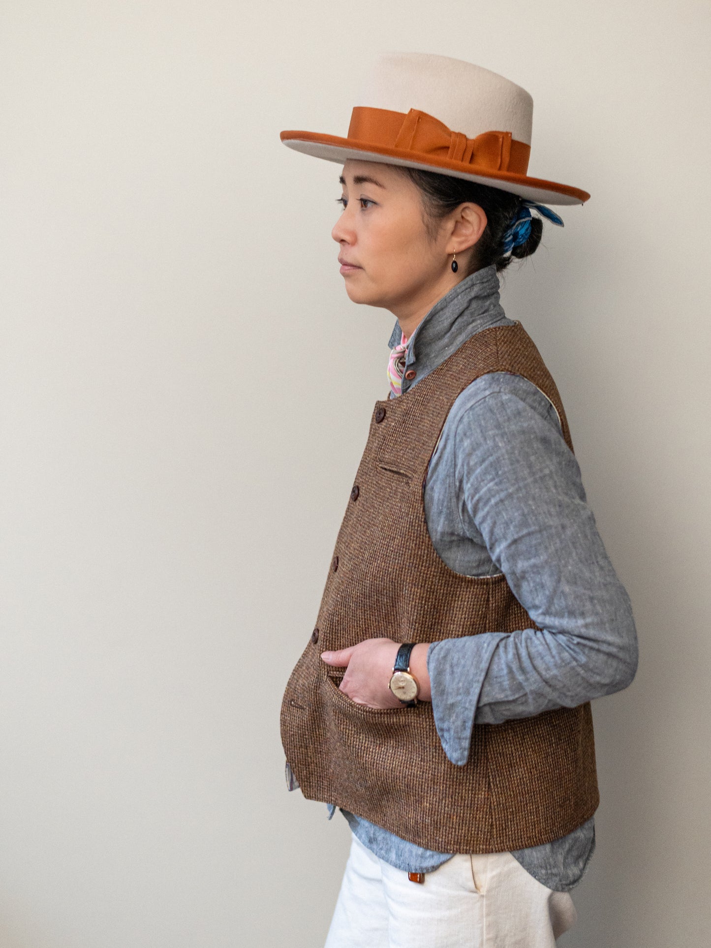 Reversible Tweed Vest / Brown Tweed