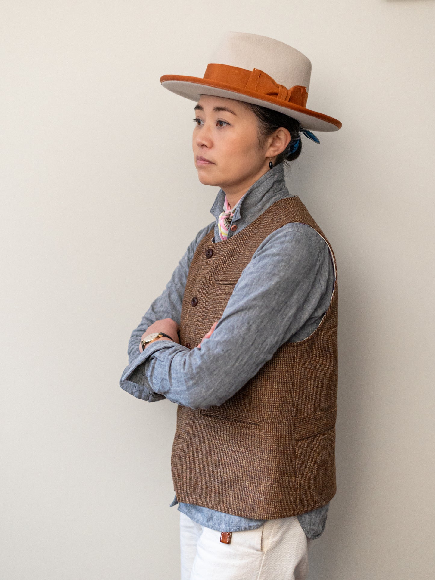 Reversible Tweed Vest / Brown Tweed