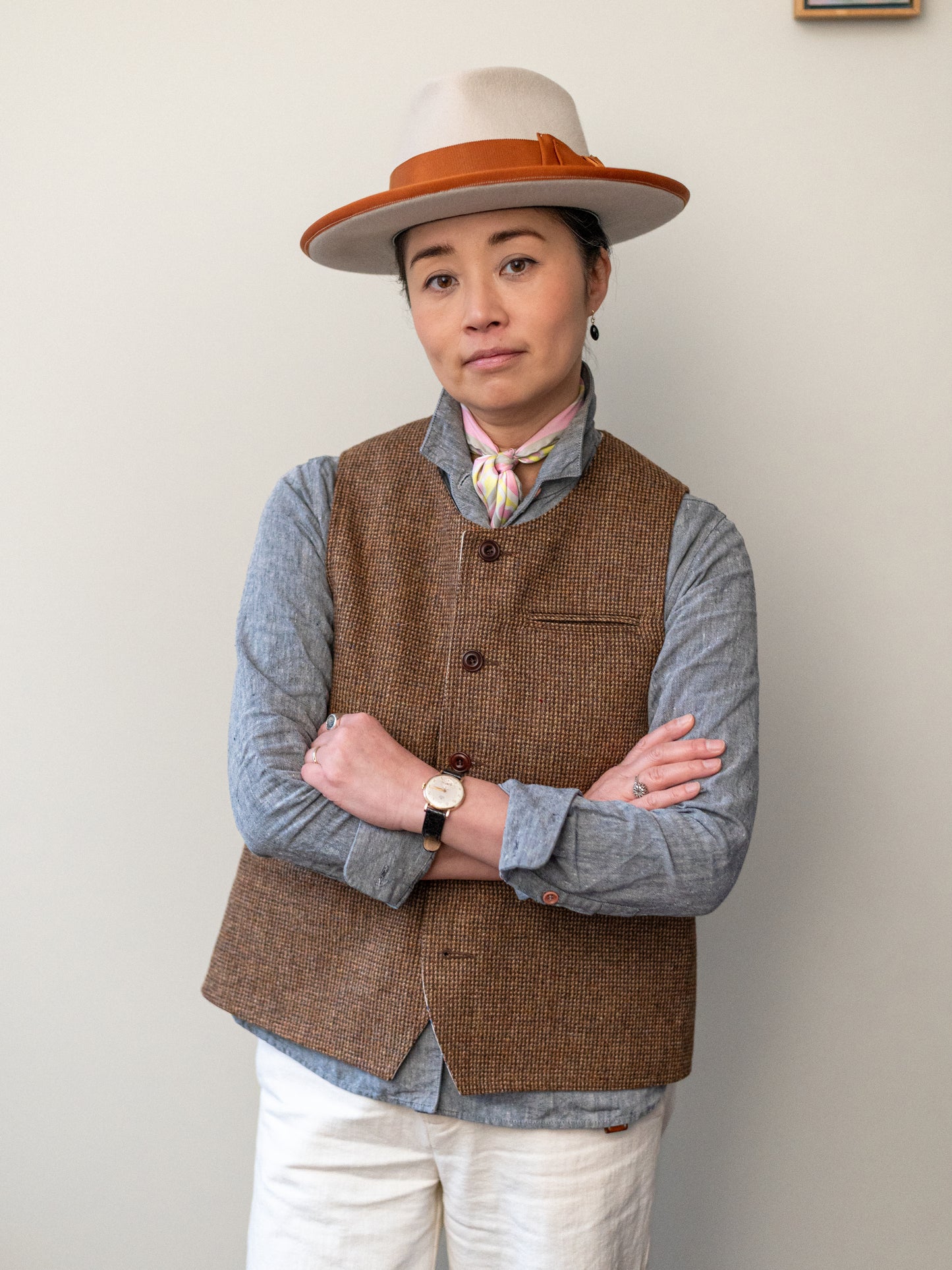 Reversible Tweed Vest / Brown Tweed