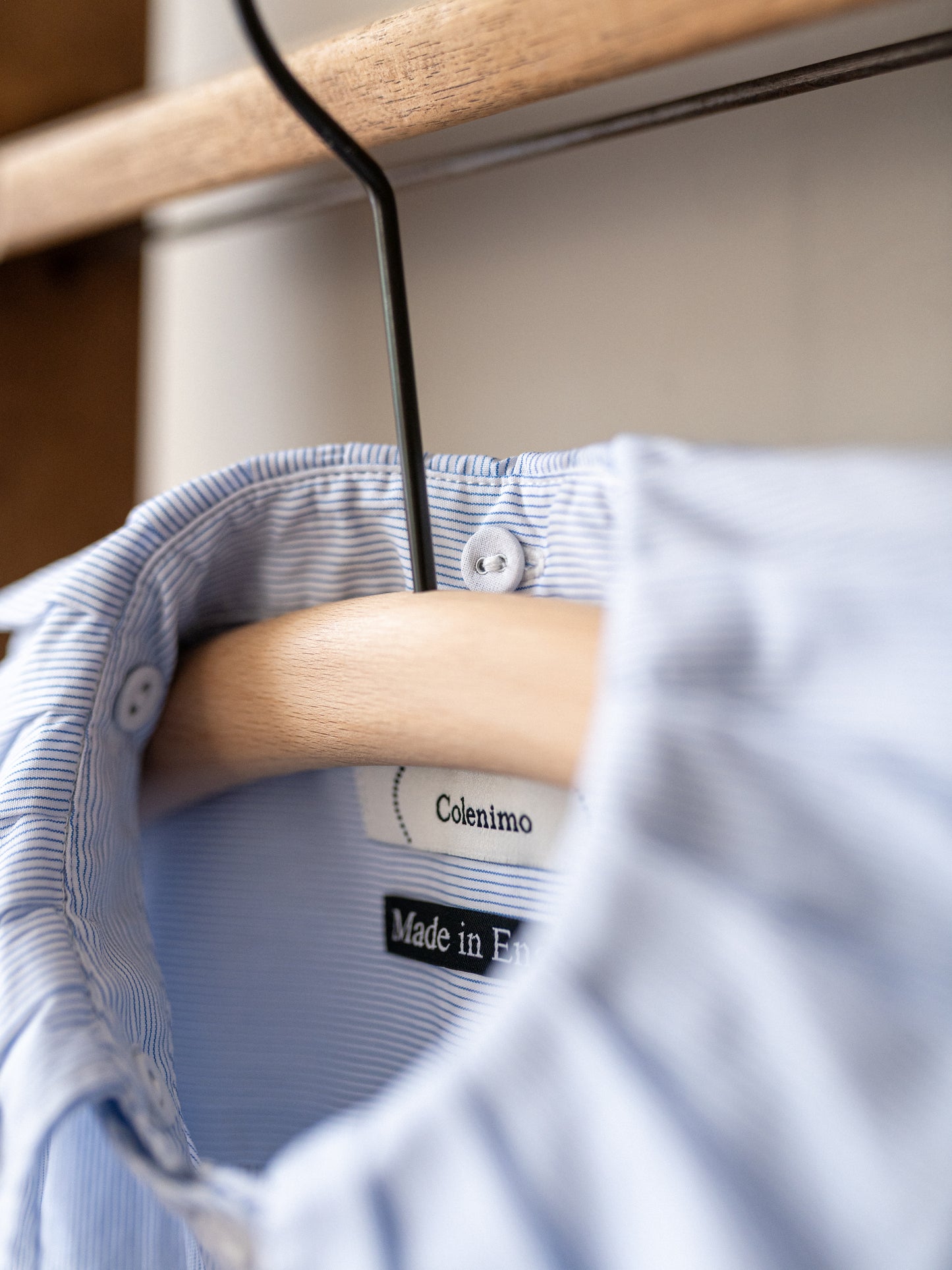 Detachable Ruffle Collar Top / Blue Pin Stripe