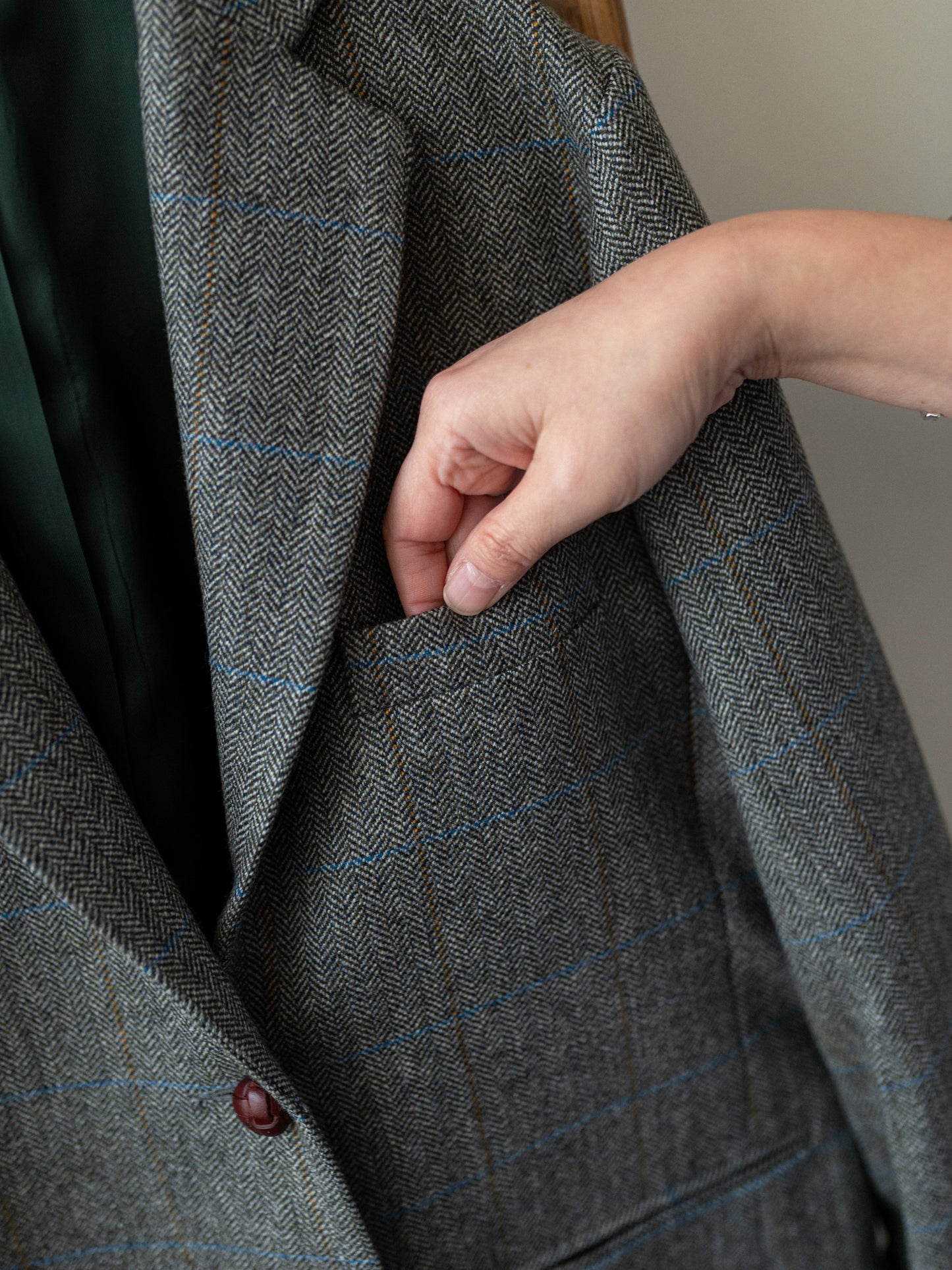 Scottish Merino Wool Blazer / Grey Herringbone