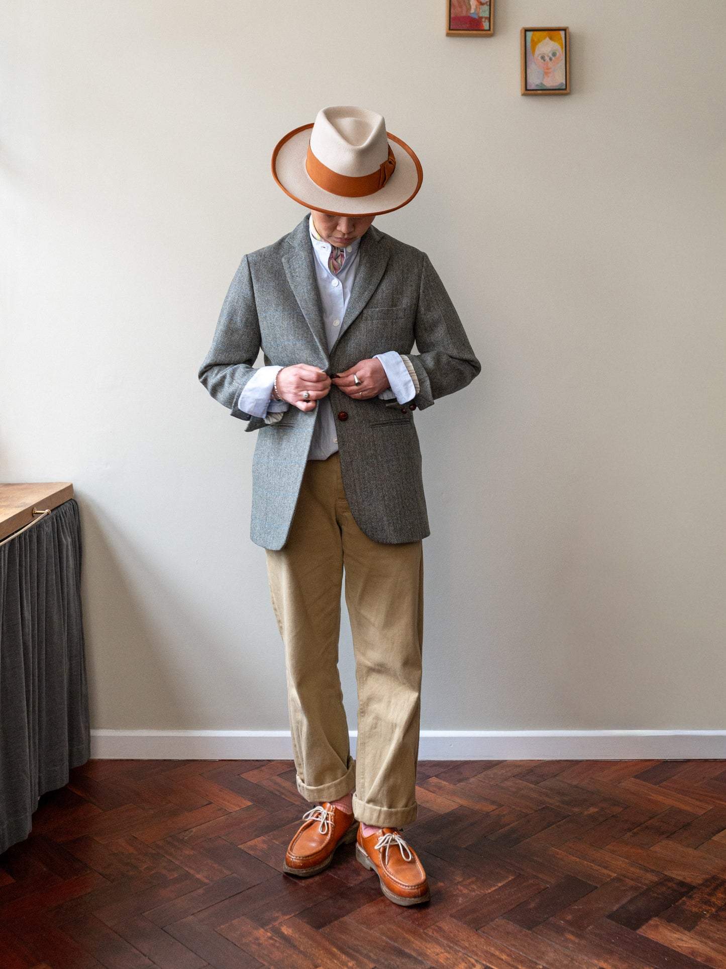 Scottish Merino Wool Blazer / Grey Herringbone