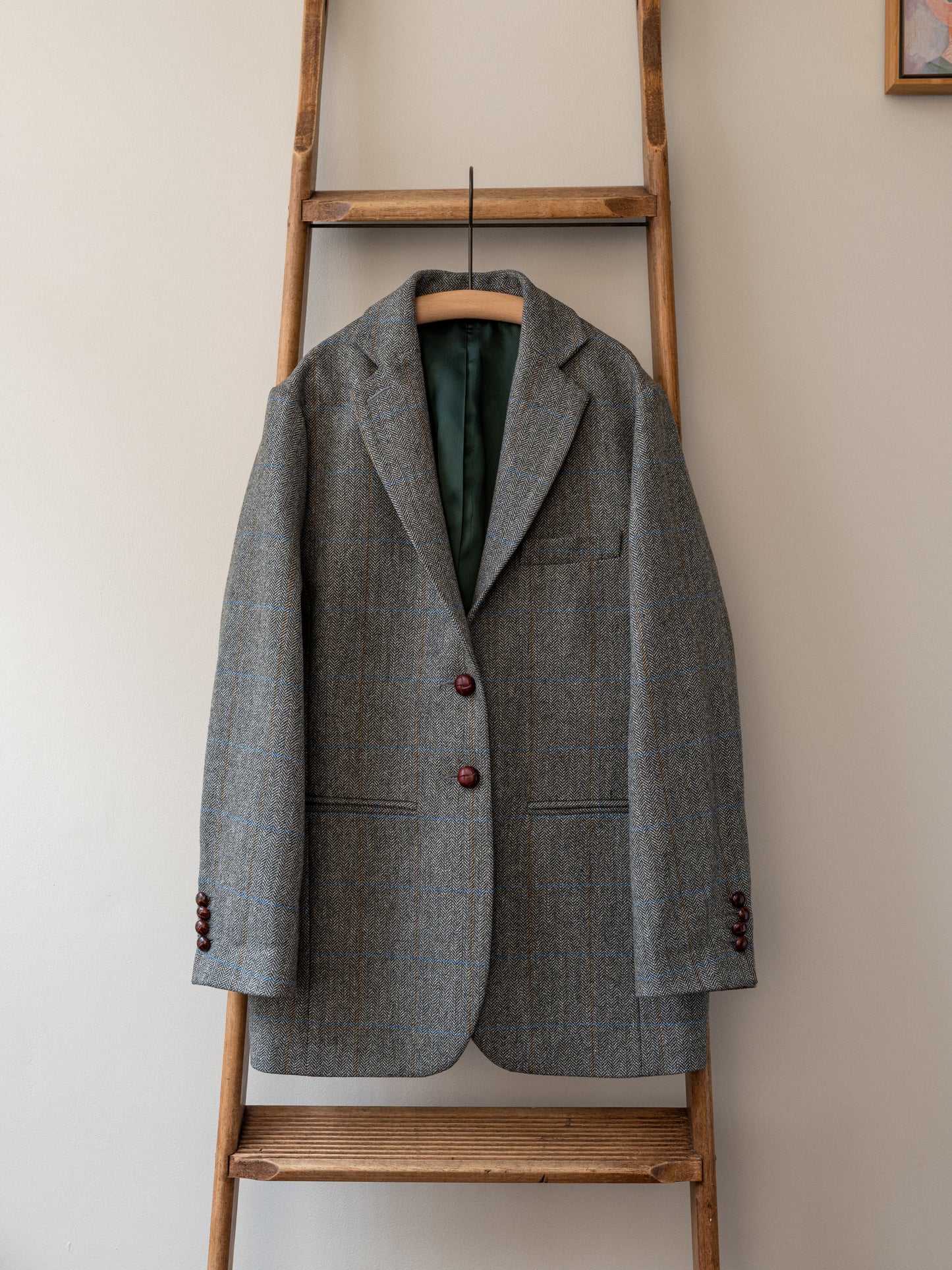 Scottish Merino Wool Blazer / Grey Herringbone