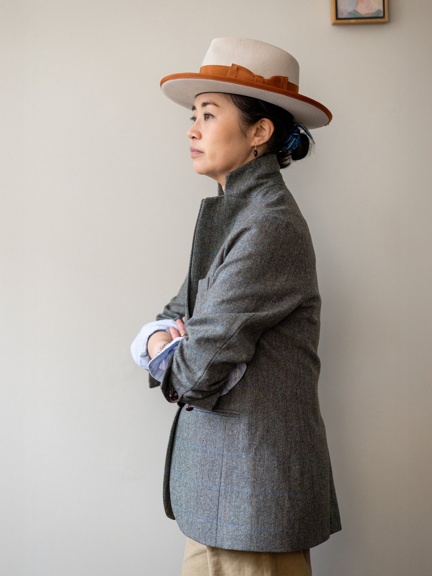 Scottish Merino Wool Blazer / Grey Herringbone