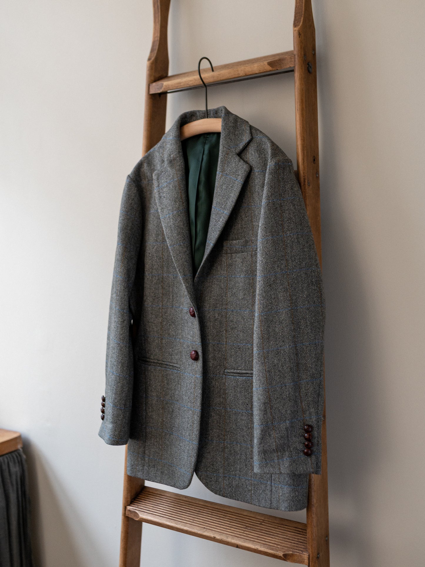 Scottish Merino Wool Blazer / Grey Herringbone