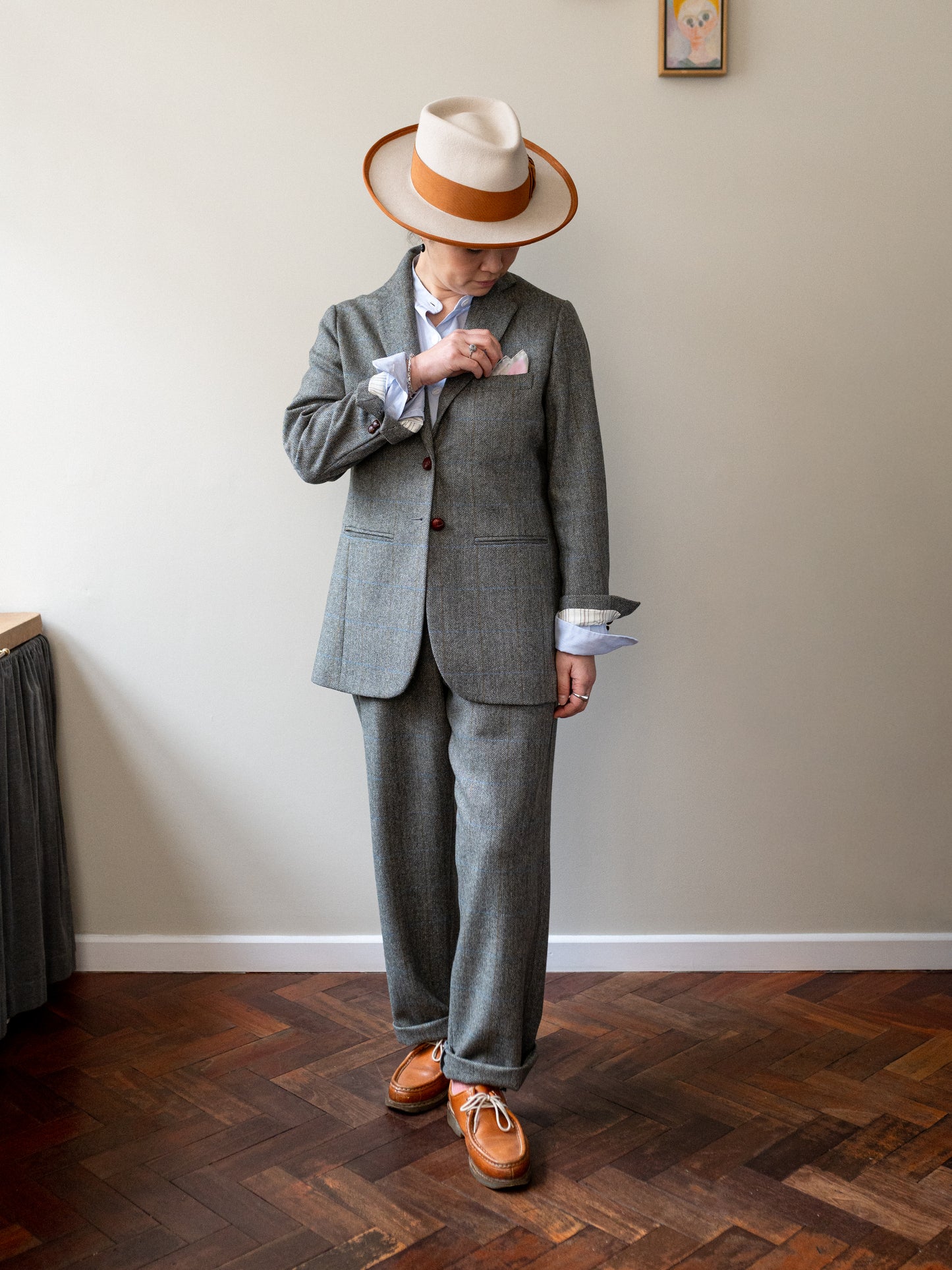 Scottish Merino Wool Trouser / Grey Herringbone