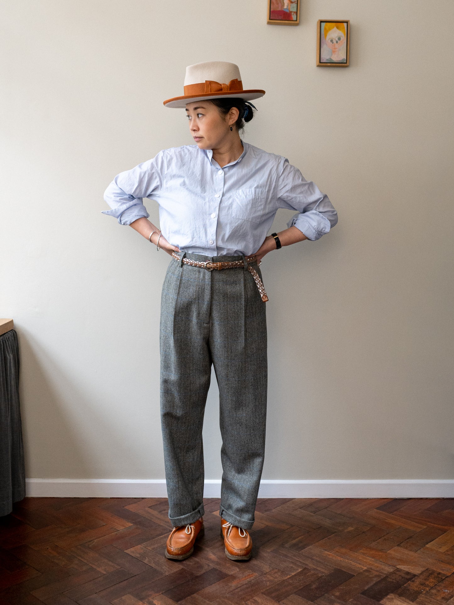 Scottish Merino Wool Trouser / Grey Herringbone