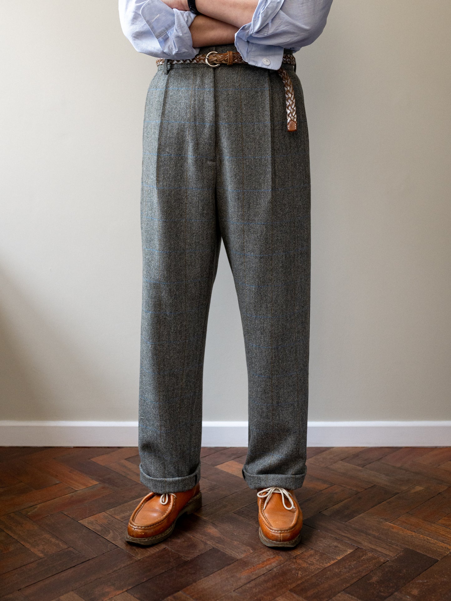 Scottish Merino Wool Trouser / Grey Herringbone