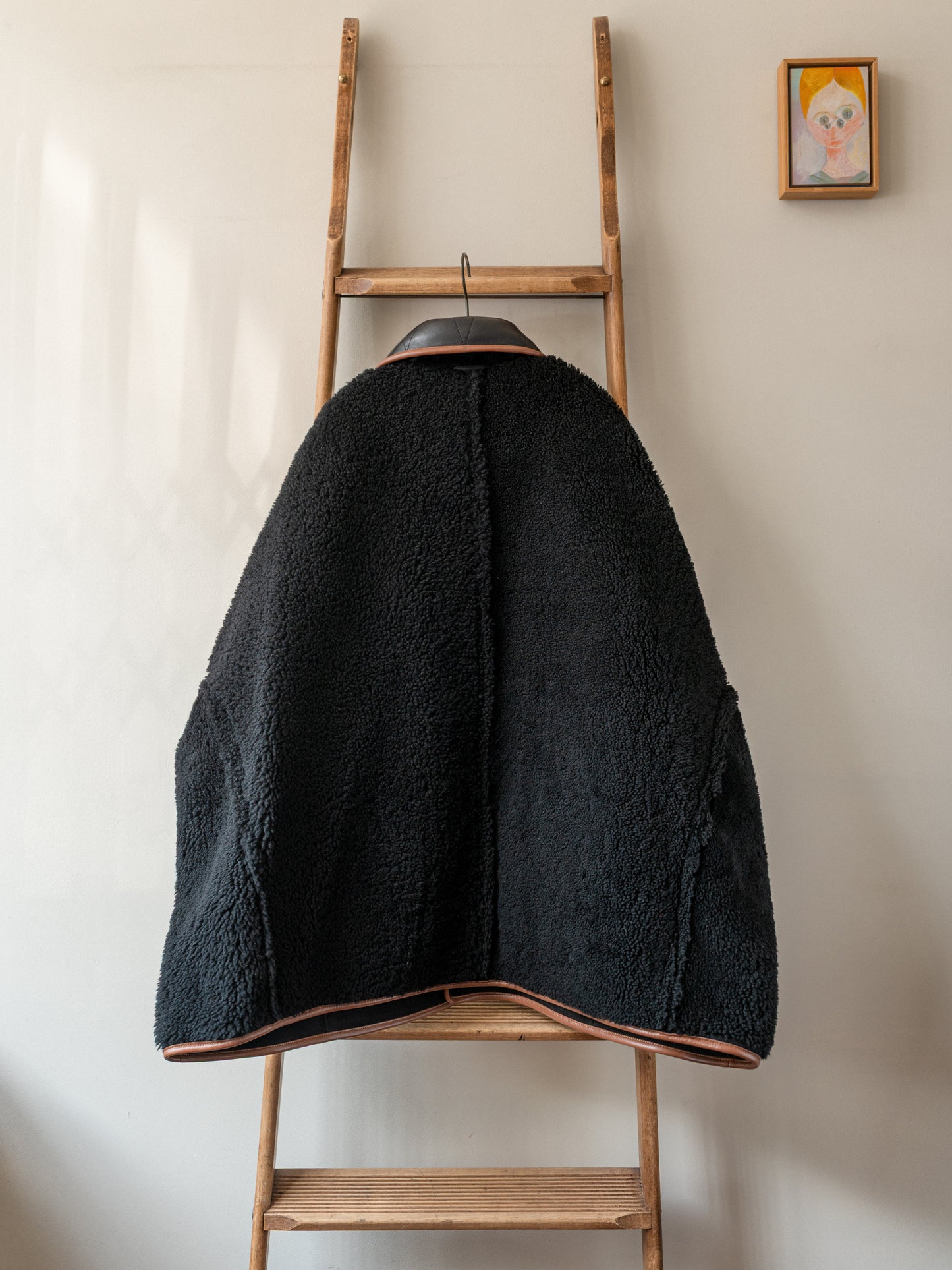 Sheepskin Reversible Poncho Coat / Black