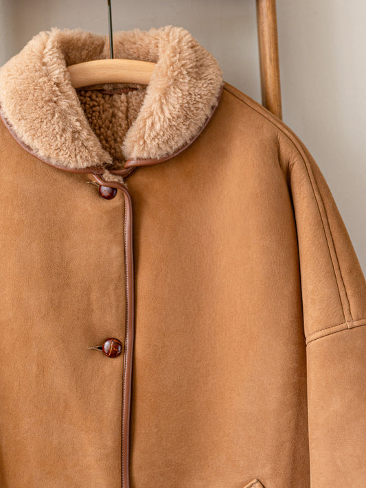 Sheepskin Reversible Poncho Coat / Tan
