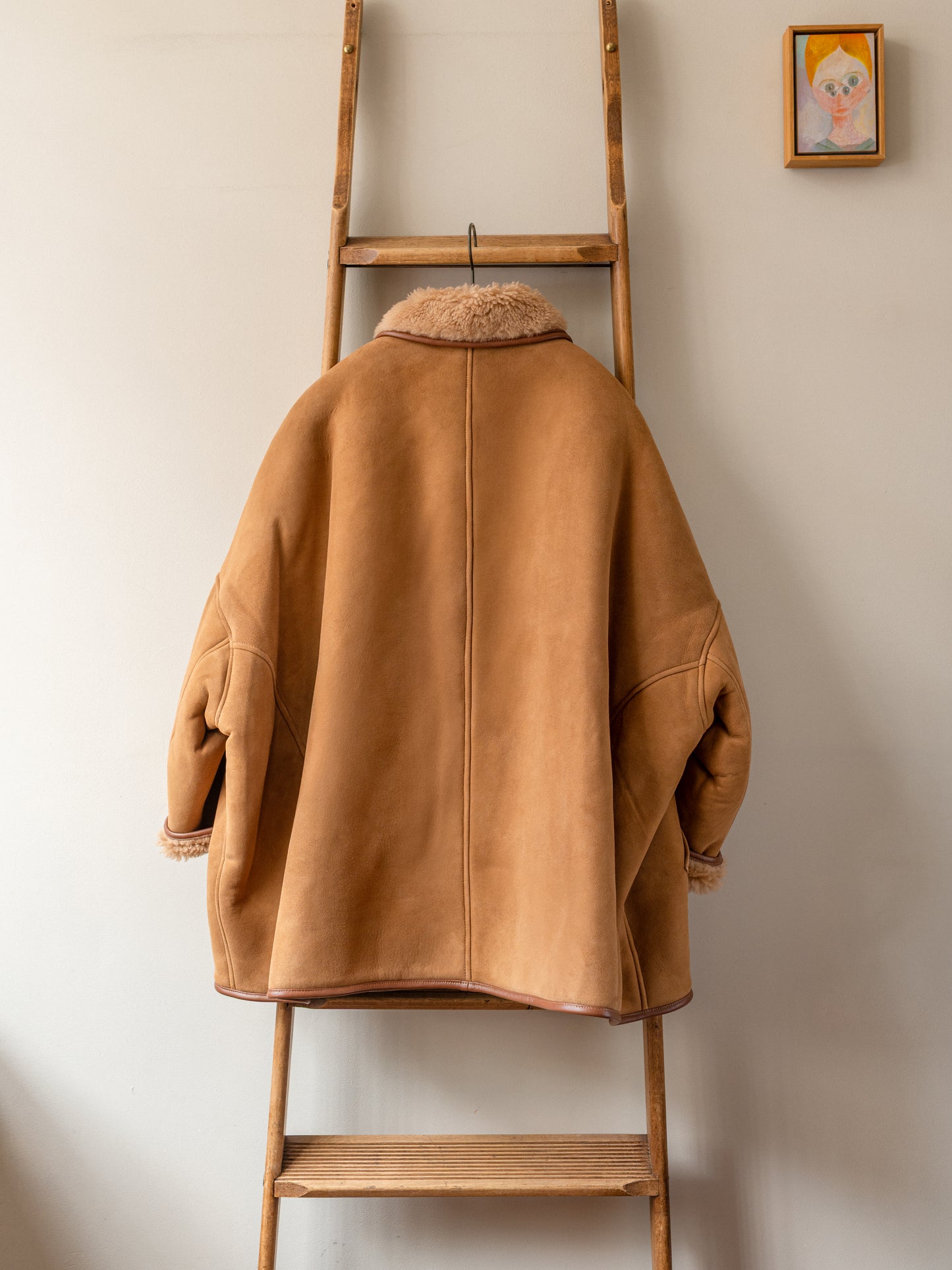 Sheepskin Reversible Poncho Coat / Tan