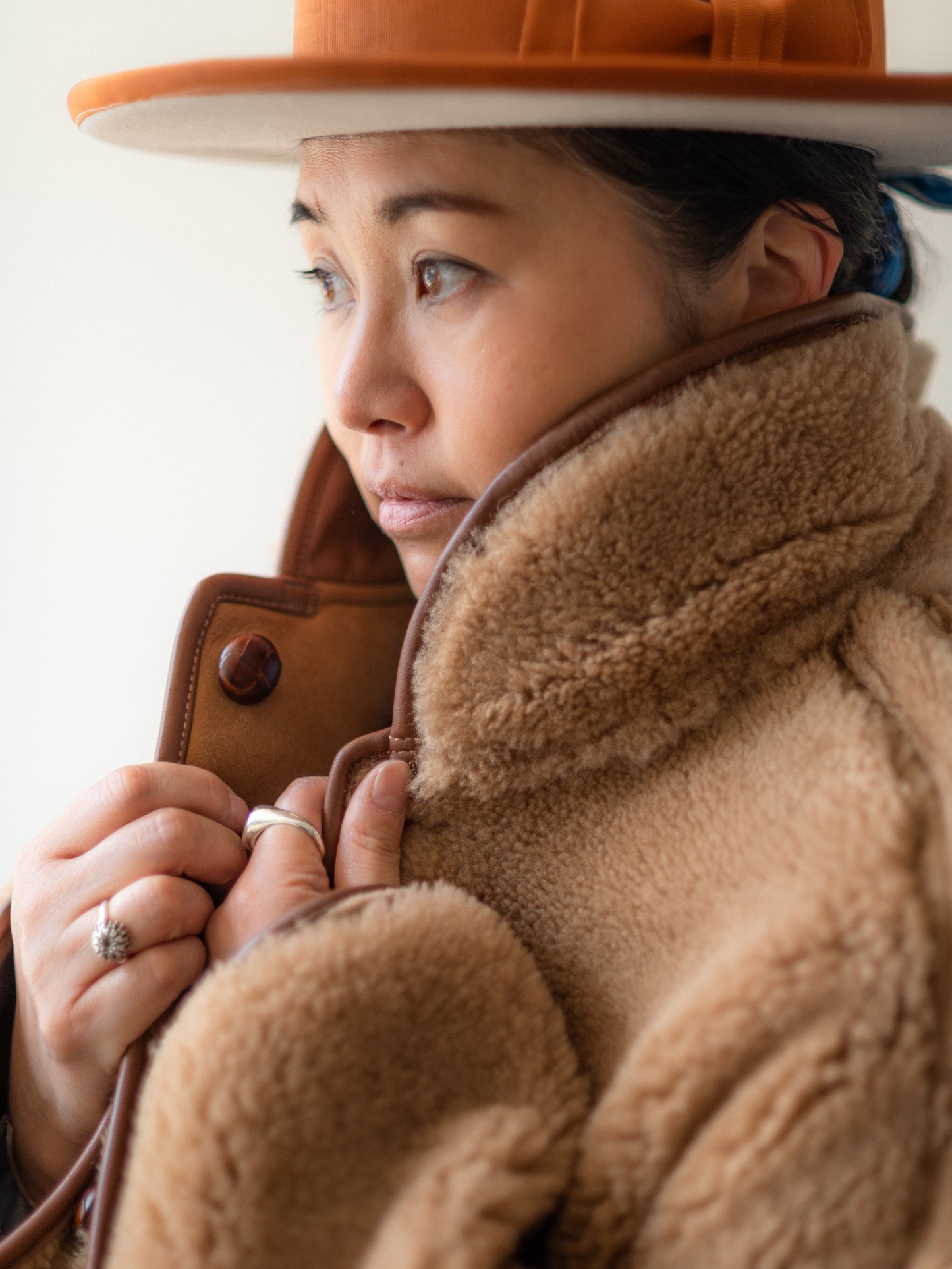 Sheepskin Reversible Poncho Coat / Tan