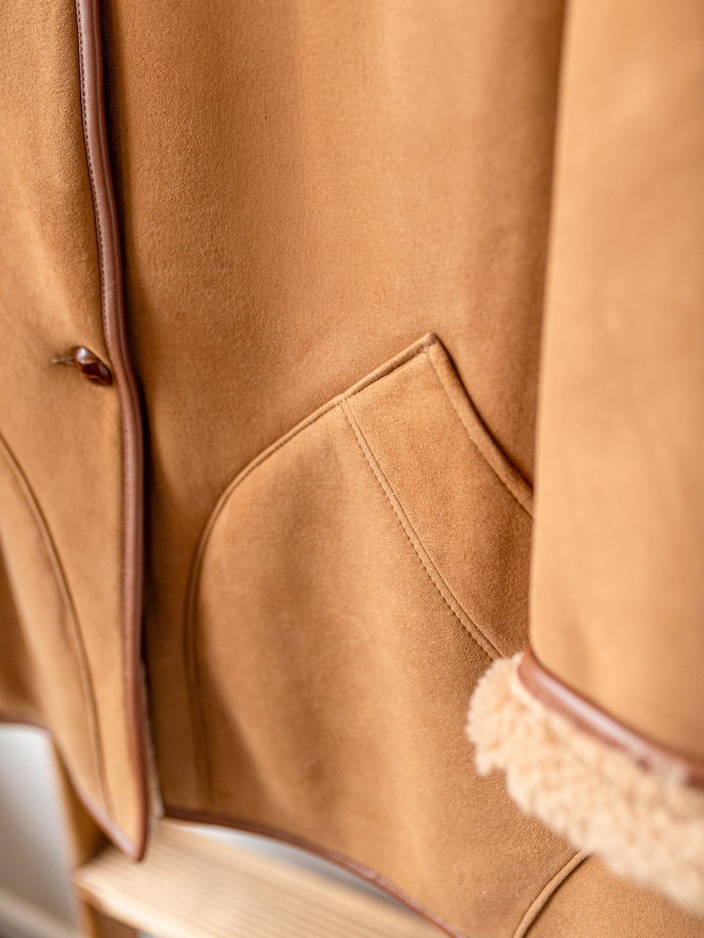 Sheepskin Reversible Poncho Coat / Tan