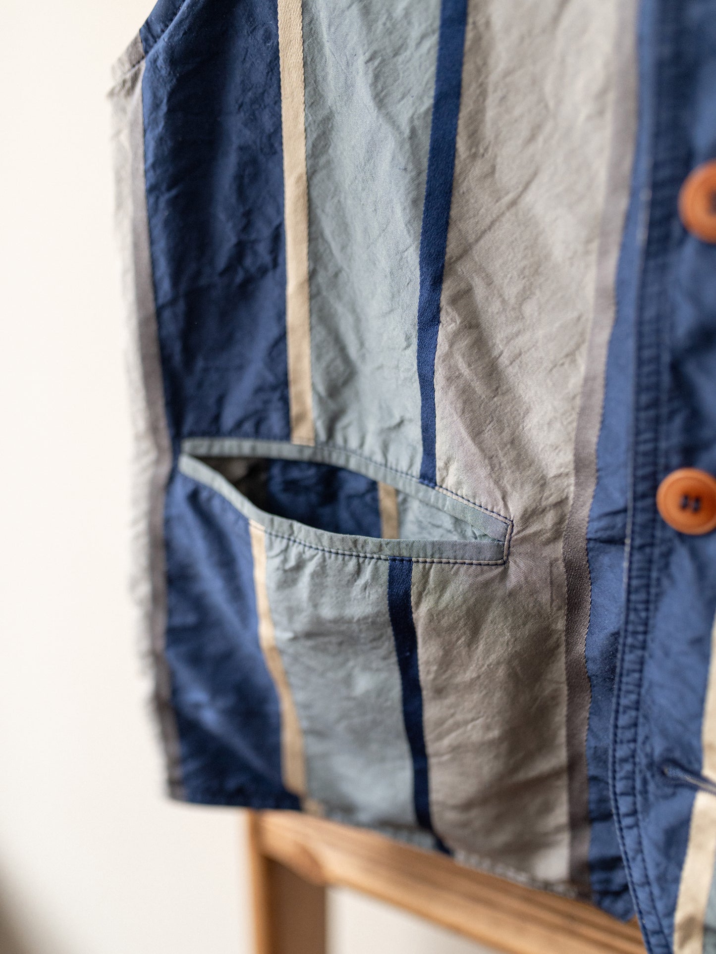 Silk Reversible Vest / Blue Stripe