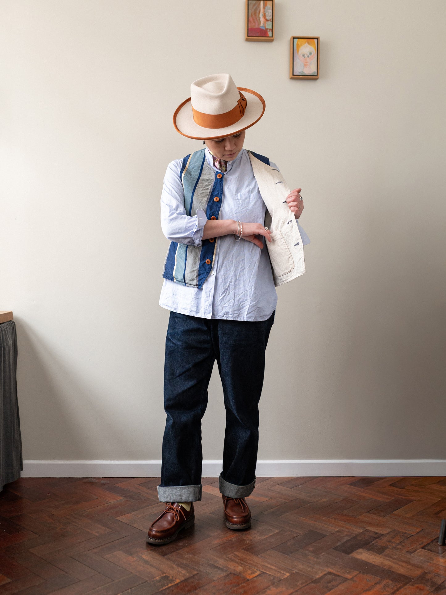 Silk Reversible Vest / Blue Stripe