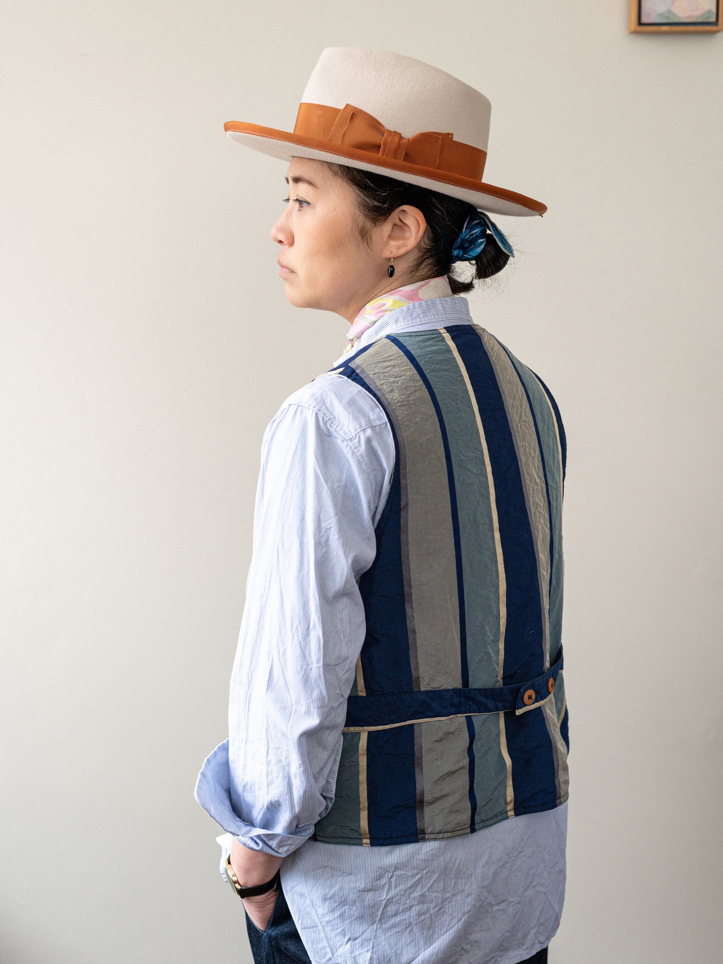 Silk Reversible Vest / Blue Stripe