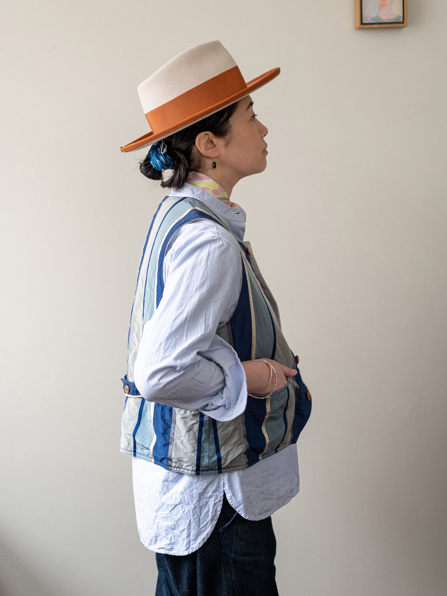 Silk Reversible Vest / Blue Stripe