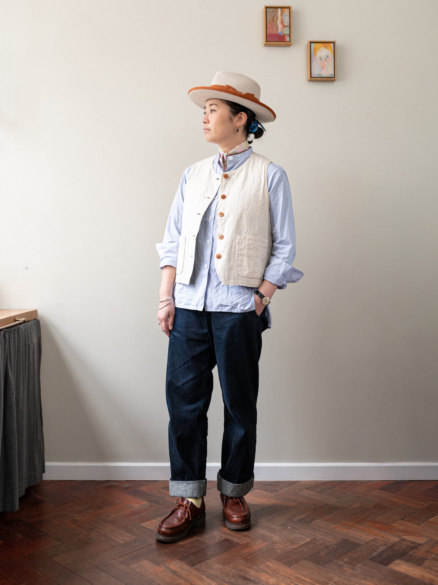 Silk Reversible Vest / Blue Stripe