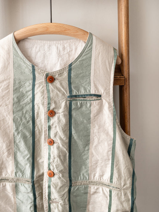 Silk Reversible Vest / Green Stripe