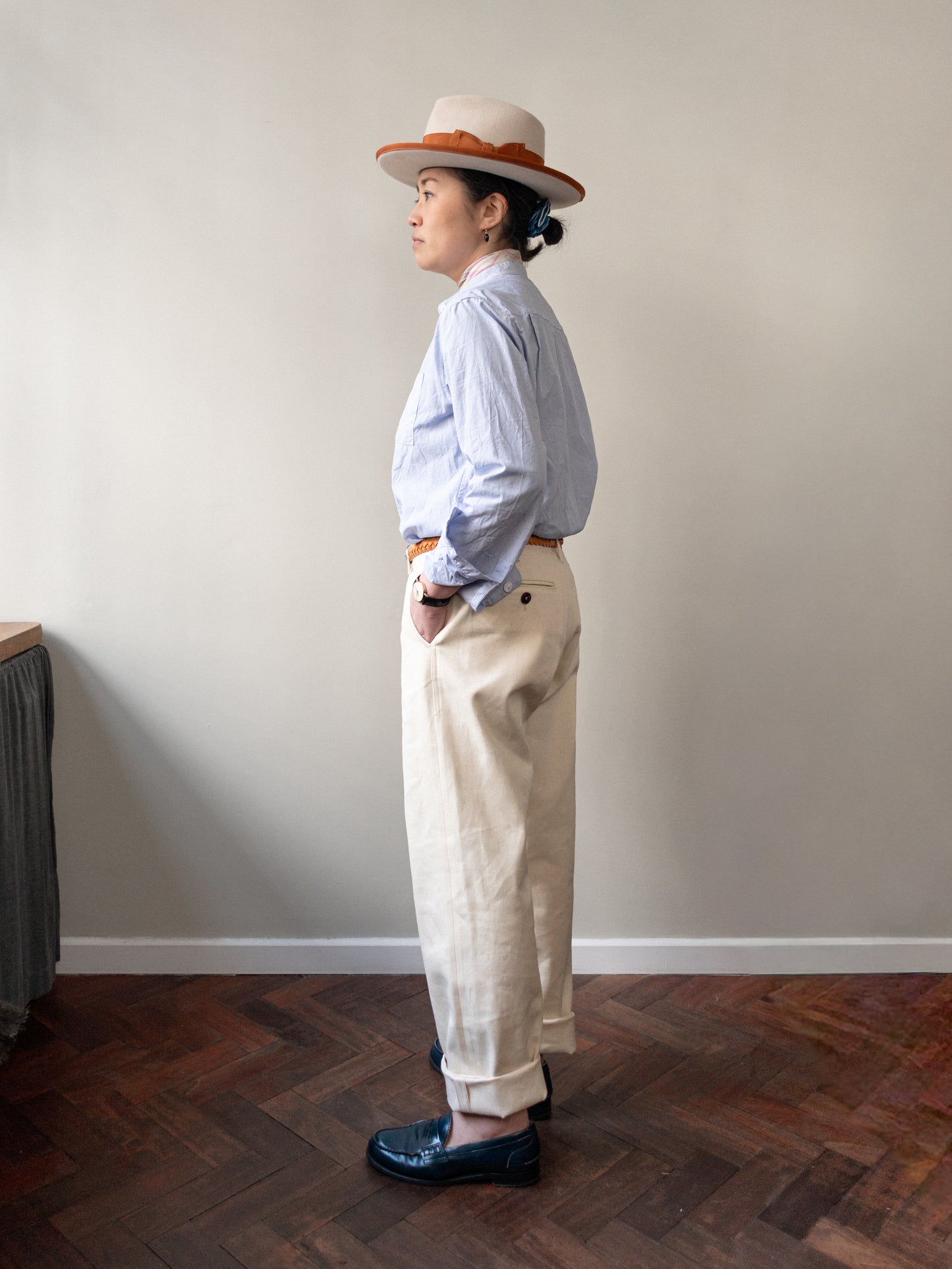 Straight-Leg Japanese Selvedge Denim Trousers / Ivory