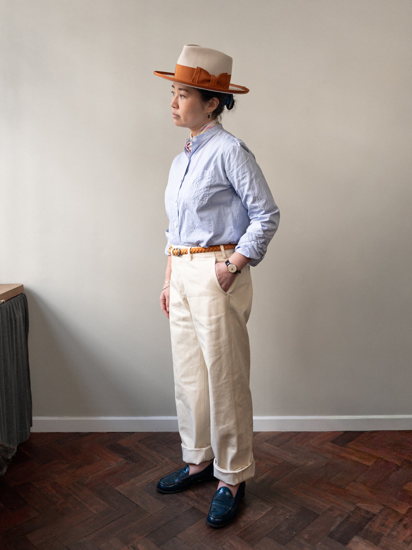 Straight-Leg Japanese Selvedge Denim Trousers / Ivory