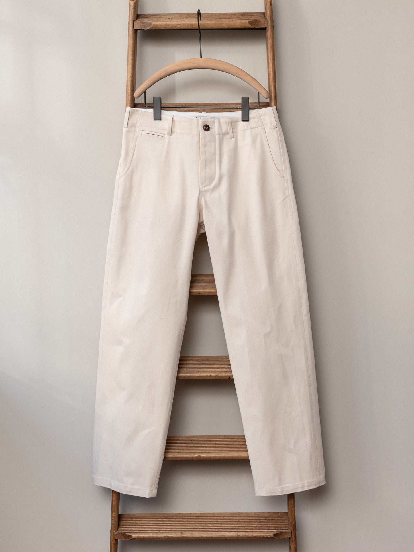 Straight-Leg Japanese Selvedge Denim Trousers / Ivory