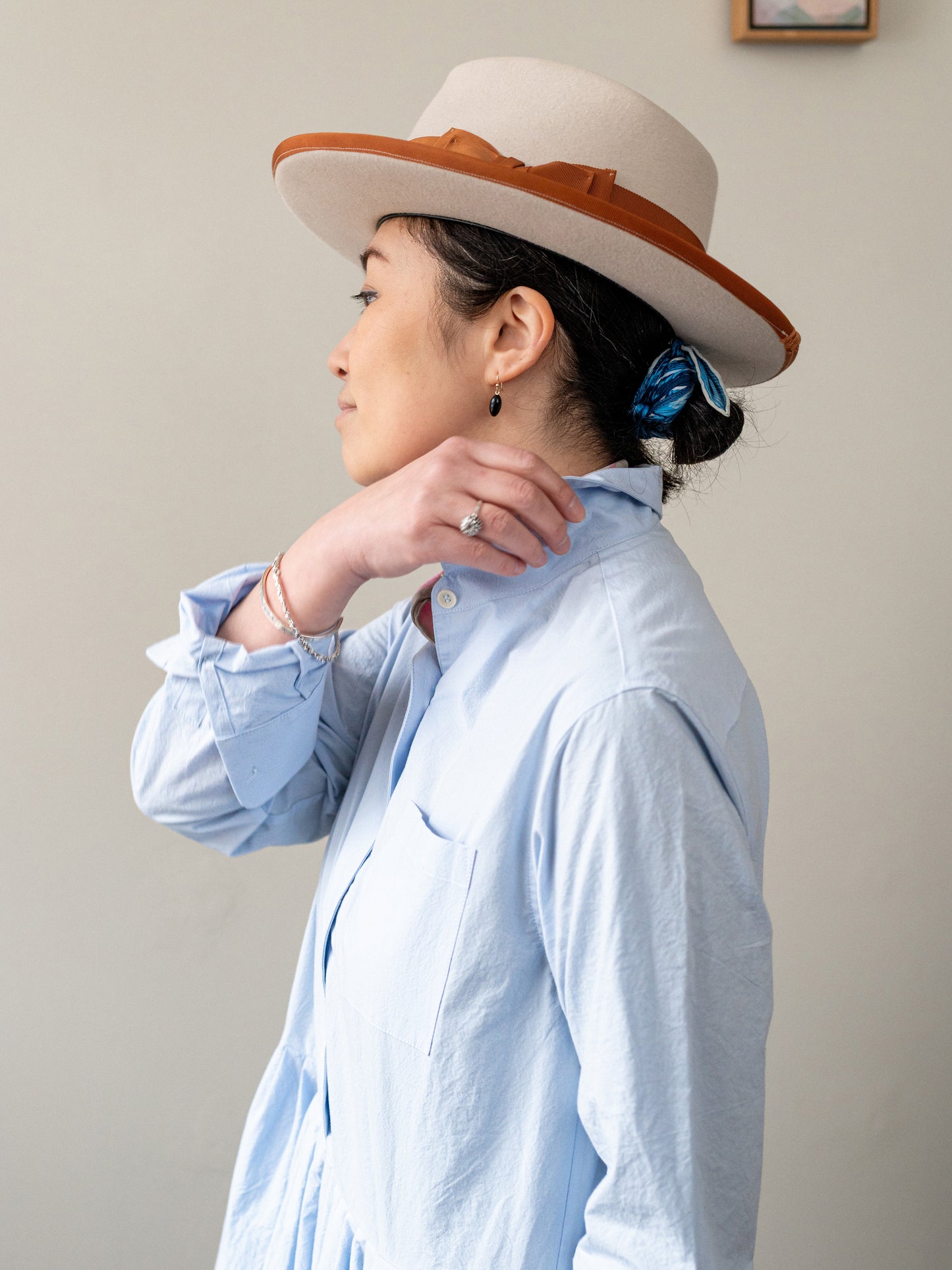 Typewriter Cotton Dress / Light Blue