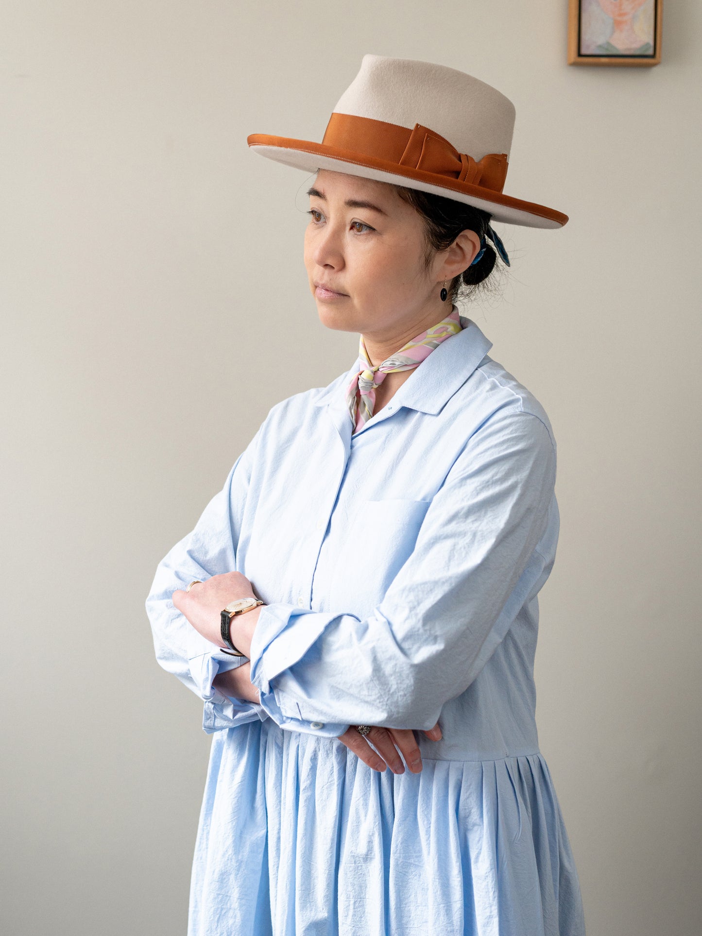 Typewriter Cotton Dress / Light Blue