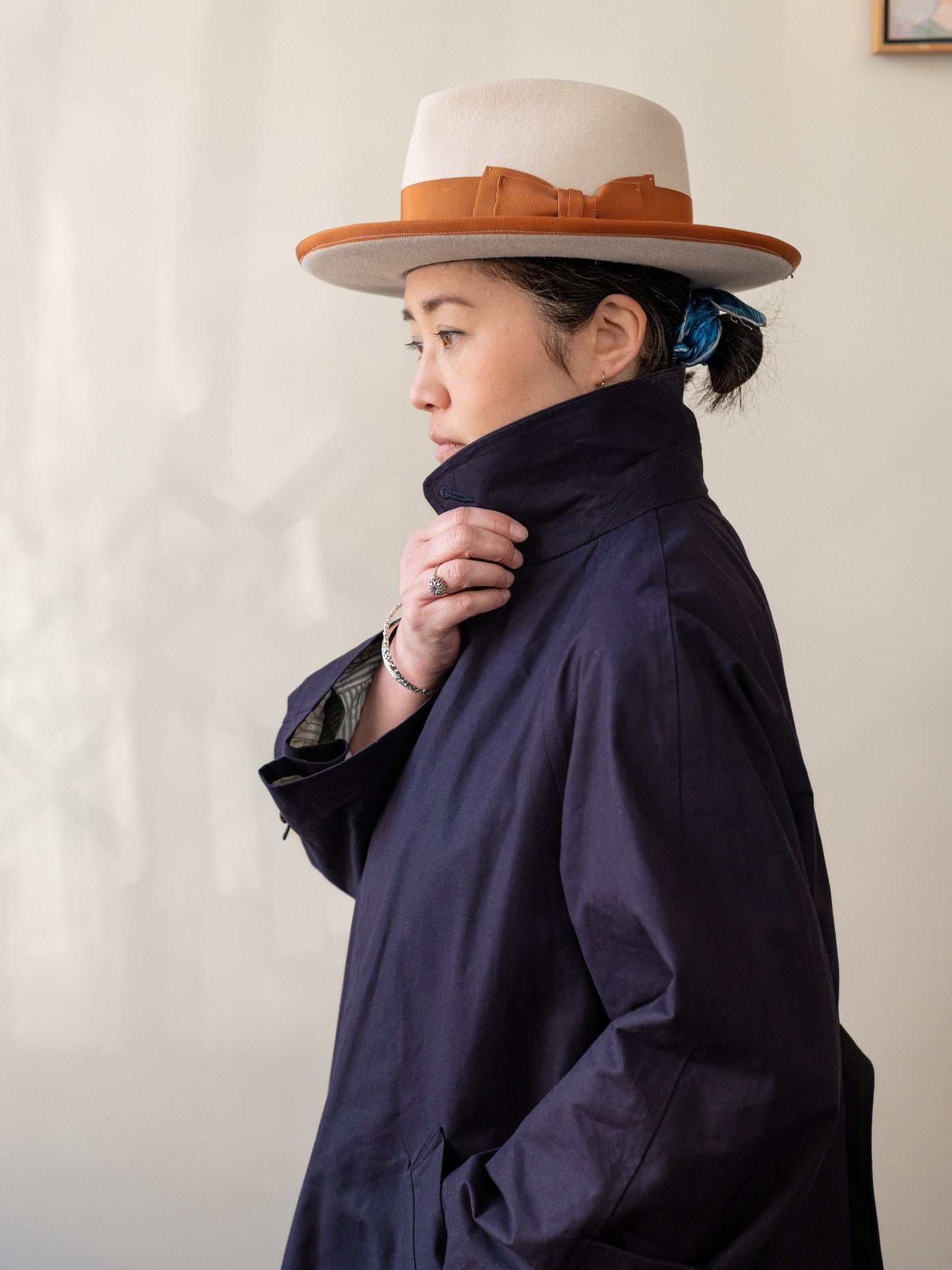 A-Line Balmacaan / Dry Wax Cotton Navy