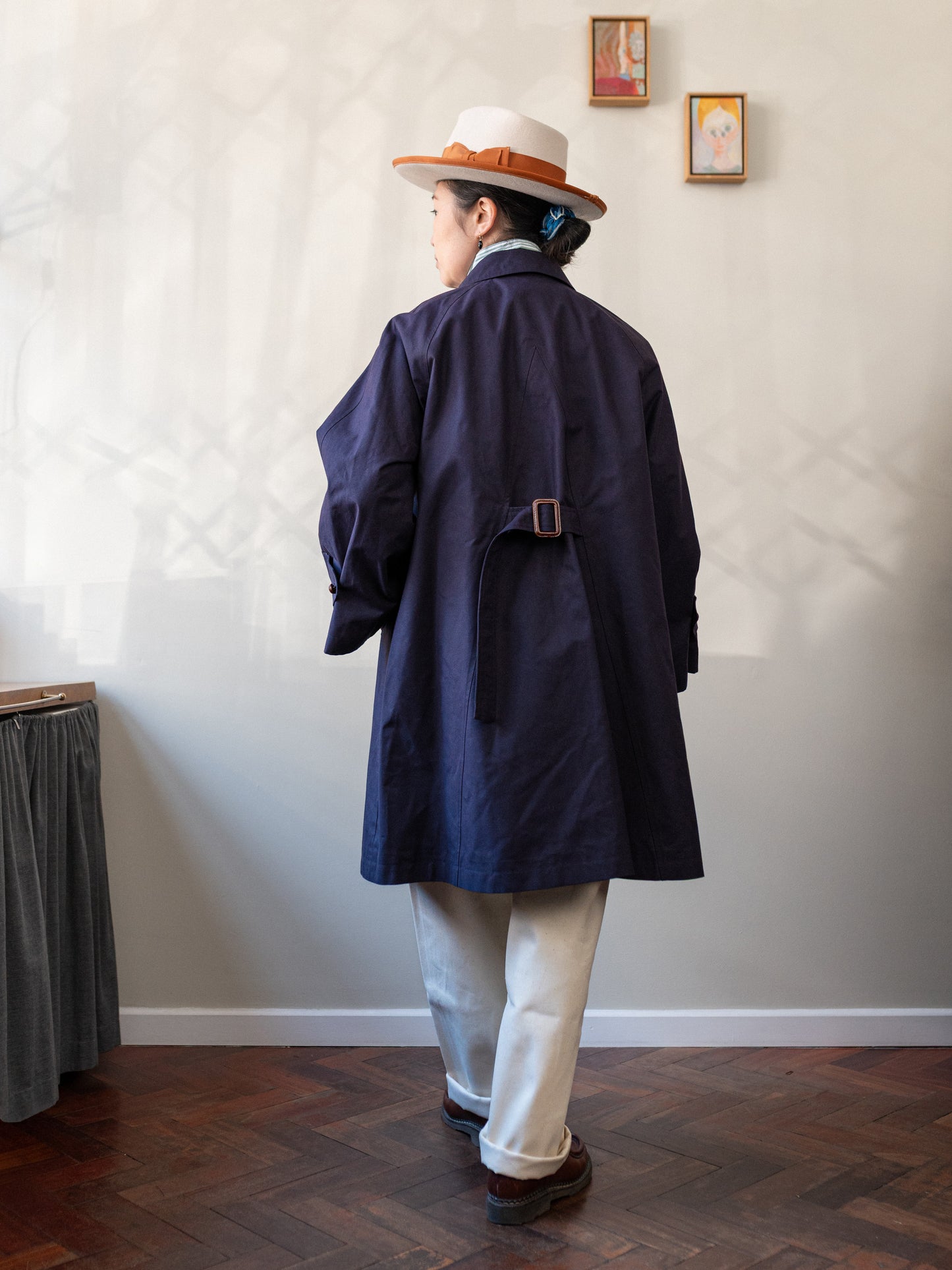 A-Line Balmacaan / Dry Wax Cotton Navy