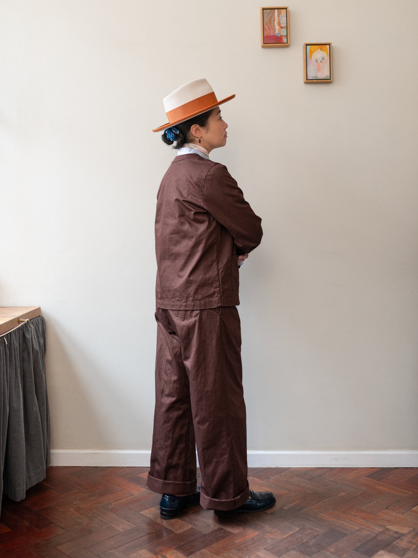 Wide Trouser / Cotton Herringbone Chestnut