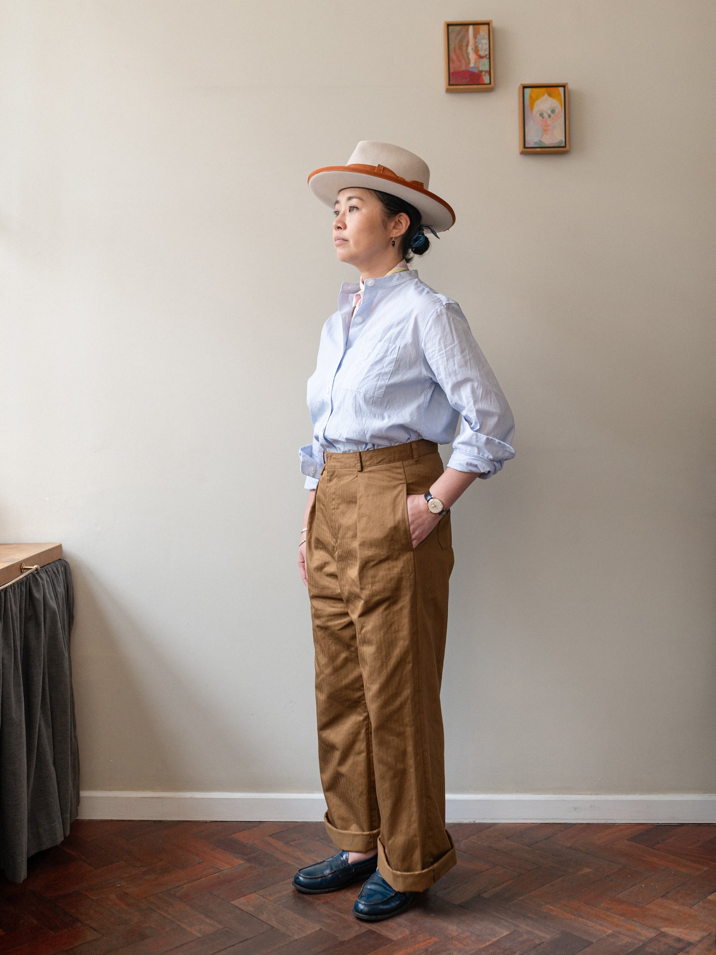 Wide Trouser / Cotton Herringbone Tobacco