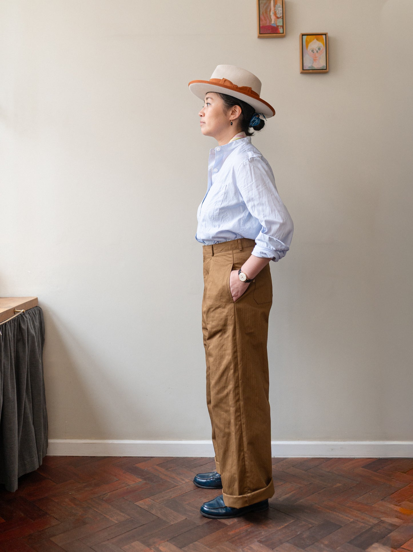 Wide Trouser / Cotton Herringbone Tobacco