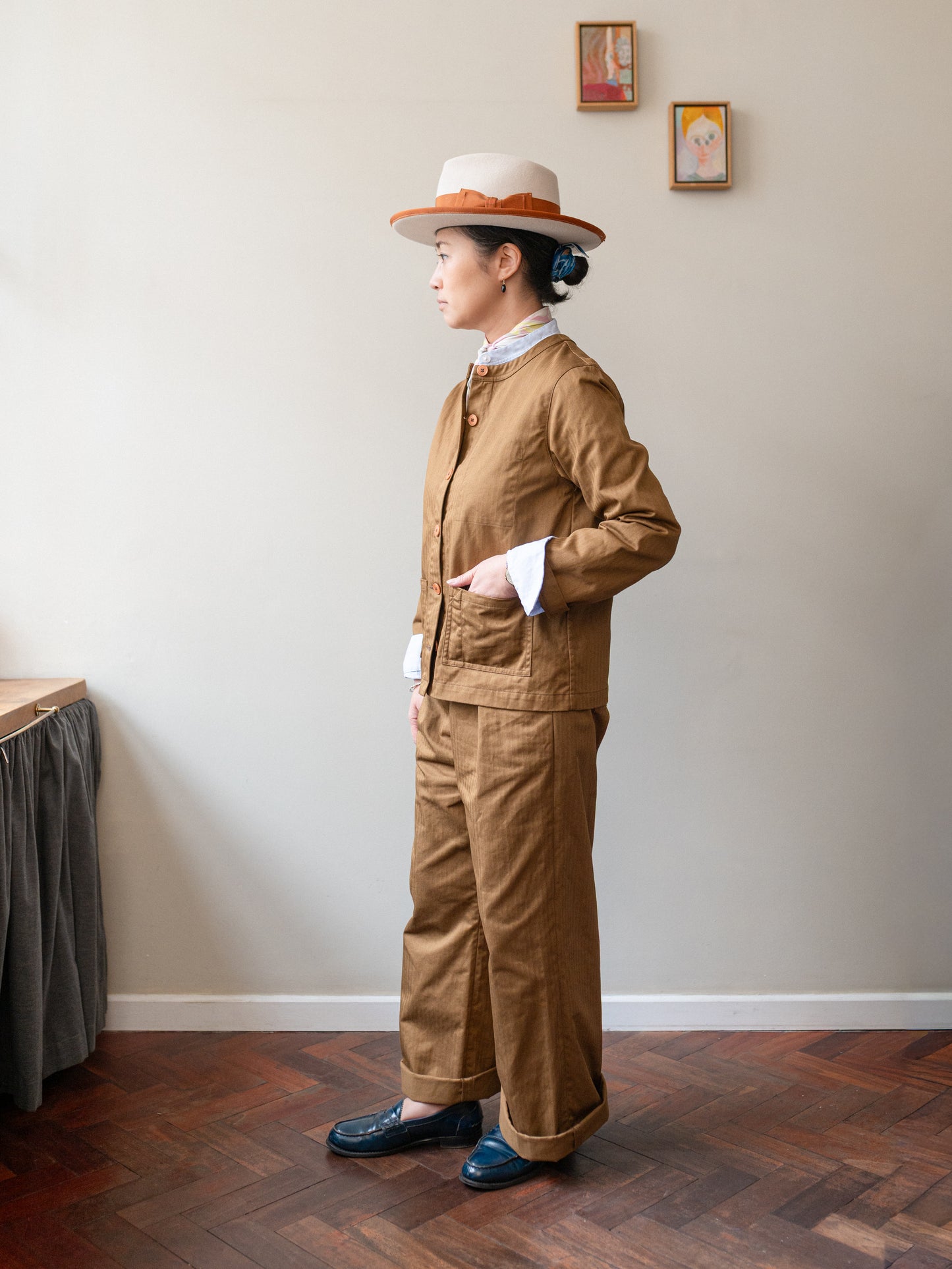 Wide Trouser / Cotton Herringbone Tobacco