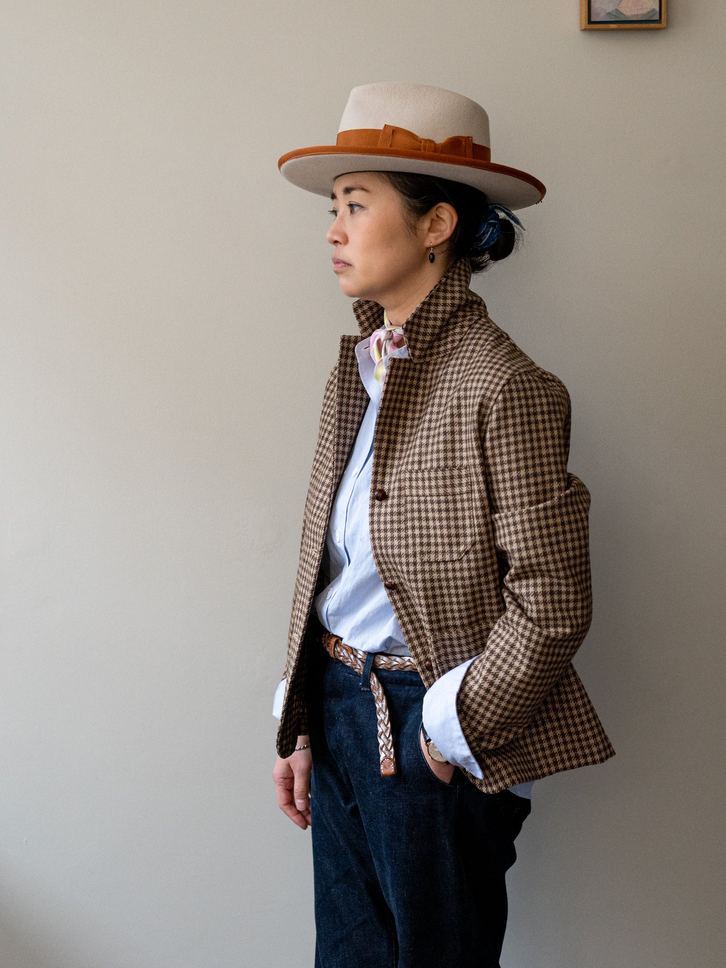 Worker Jacket / Brown Houndstooth Cheviot Tweed