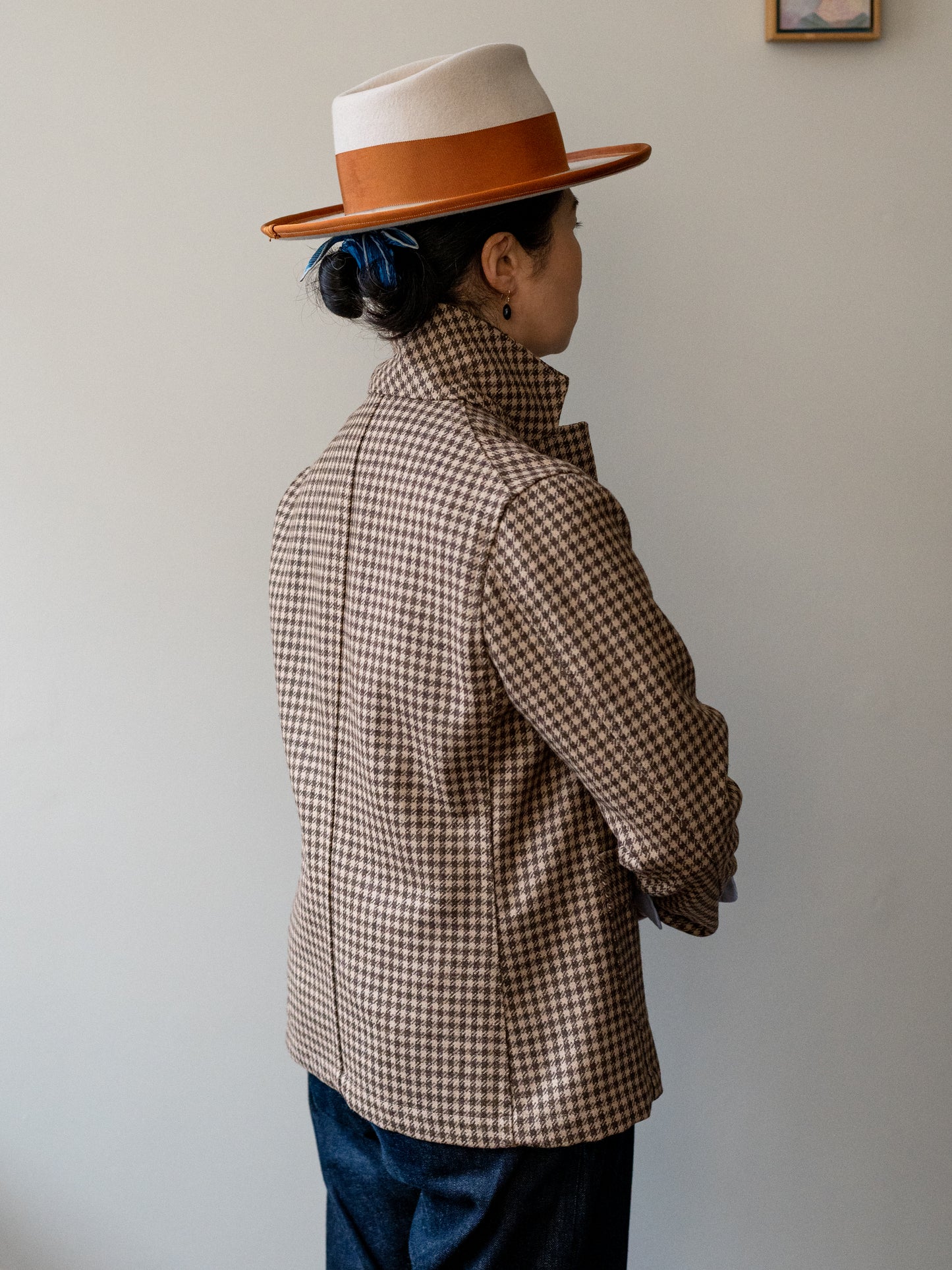 Worker Jacket / Brown Houndstooth Cheviot Tweed