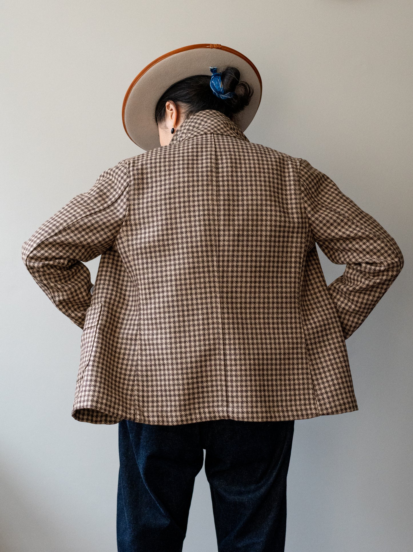 Worker Jacket / Brown Houndstooth Cheviot Tweed