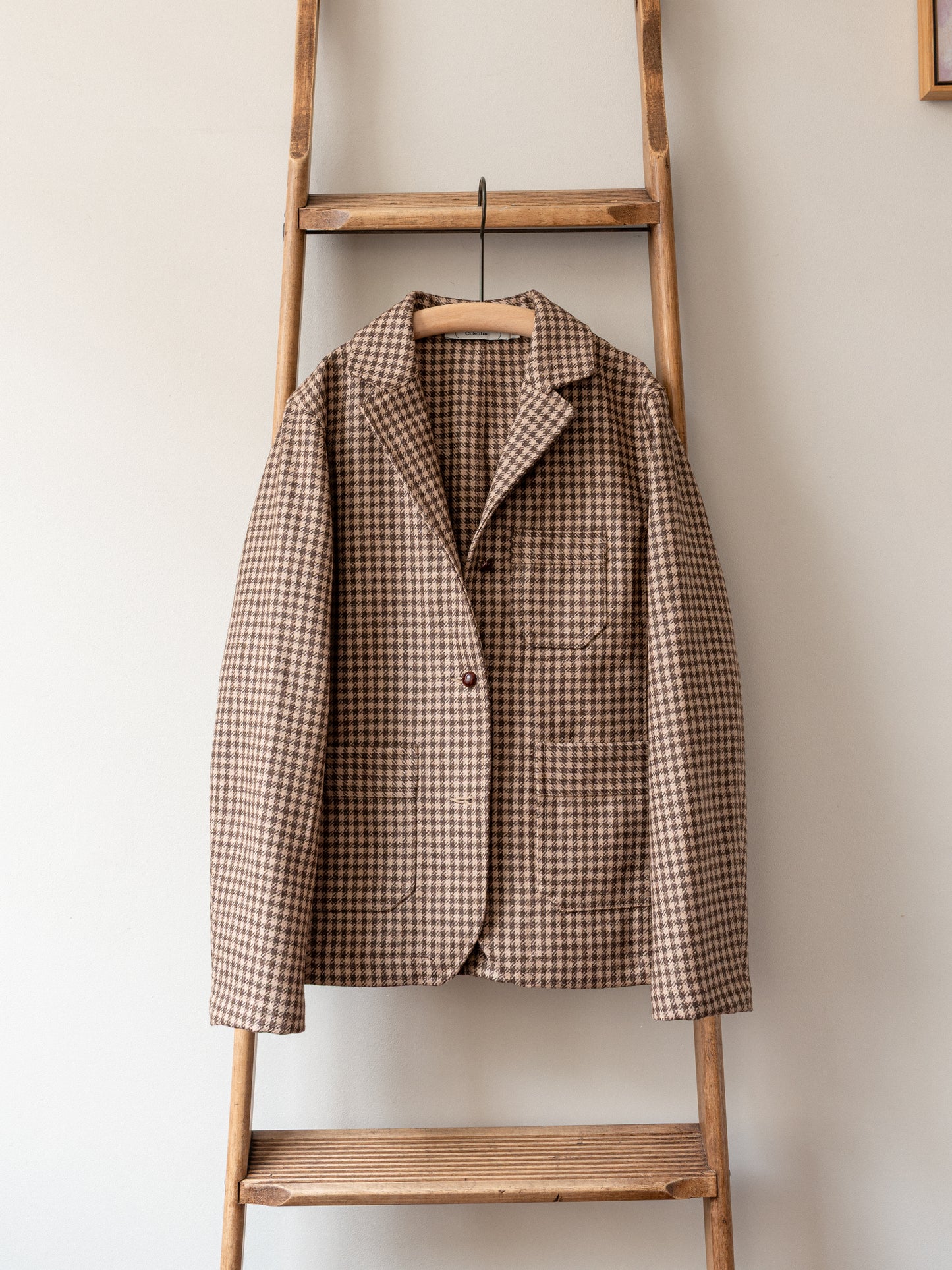 Worker Jacket / Brown Houndstooth Cheviot Tweed
