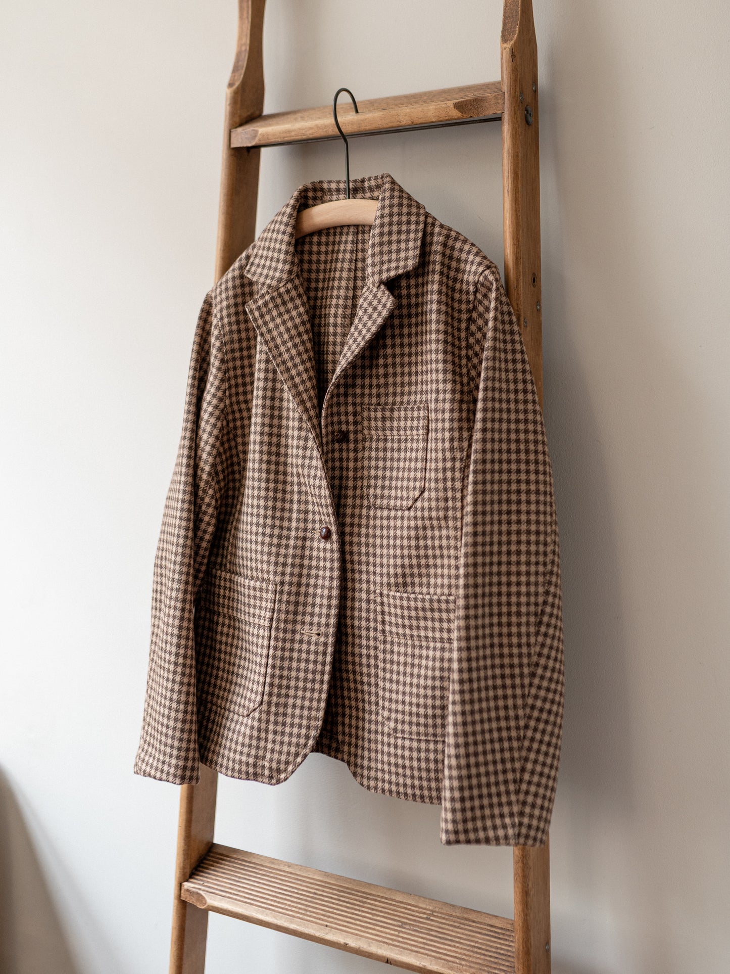 Worker Jacket / Brown Houndstooth Cheviot Tweed
