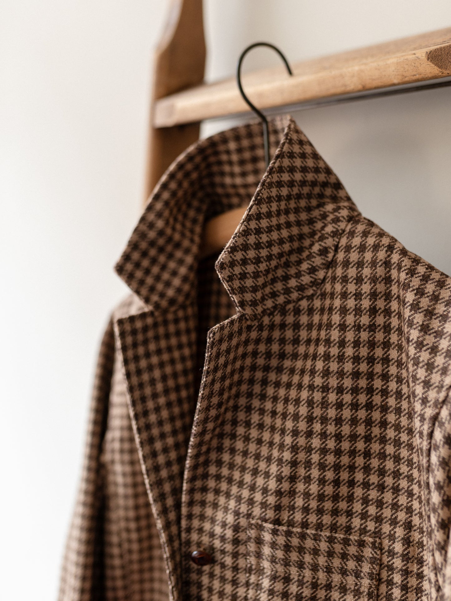 Worker Jacket / Brown Houndstooth Cheviot Tweed
