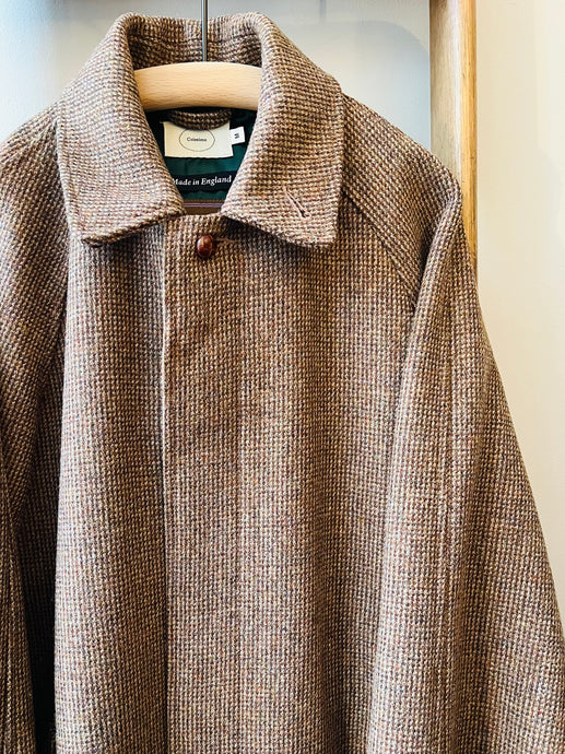 Sporting Tweed Balmacaan Coat / Brown