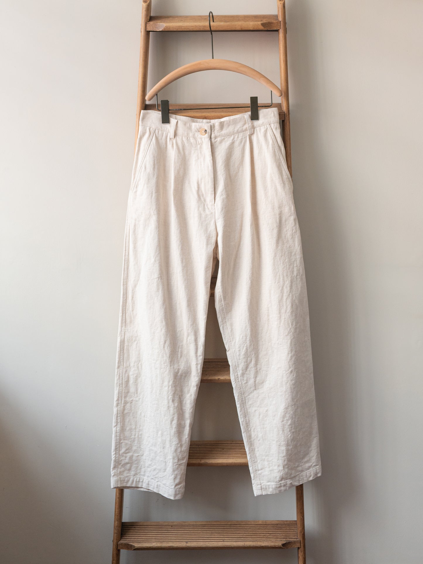 Cotton Linen Mix Trousers / Ecru
