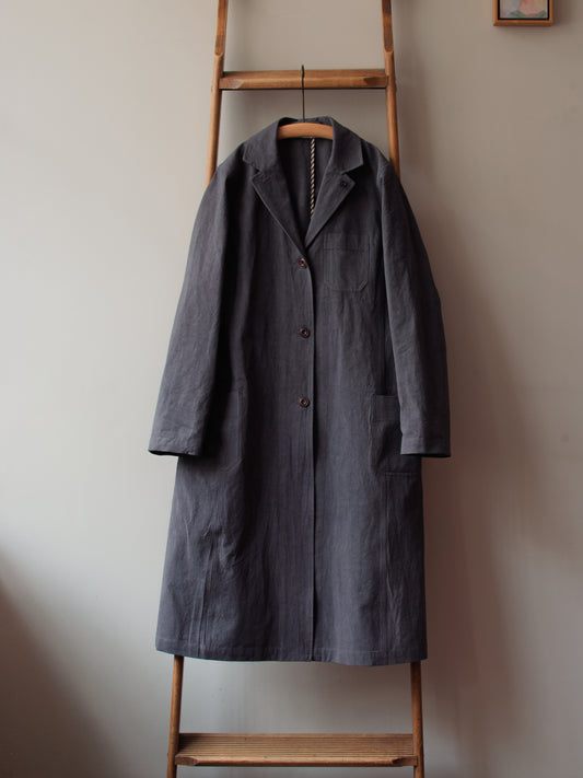 Cotton Linen Shop Coat / Grey