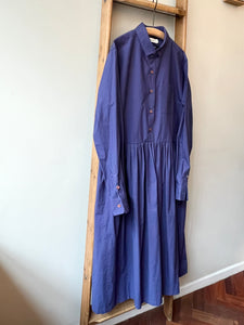 Typewriter Cotton Dress / Blue