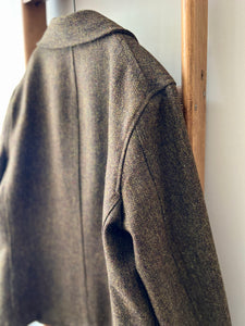 Herringbone Cheviot Tweed Jacket / Khaki Herringbone