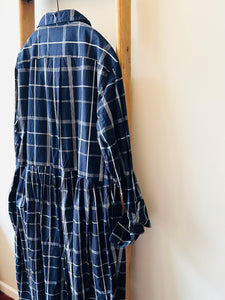 Indigo Cotton Check Dress / Indigo