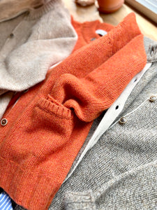 Lambswool Wool Shetland Yarn Cardigan / Clementine