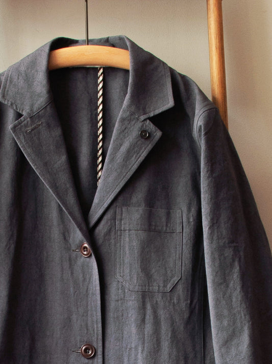 Cotton Linen Shop Coat / Grey